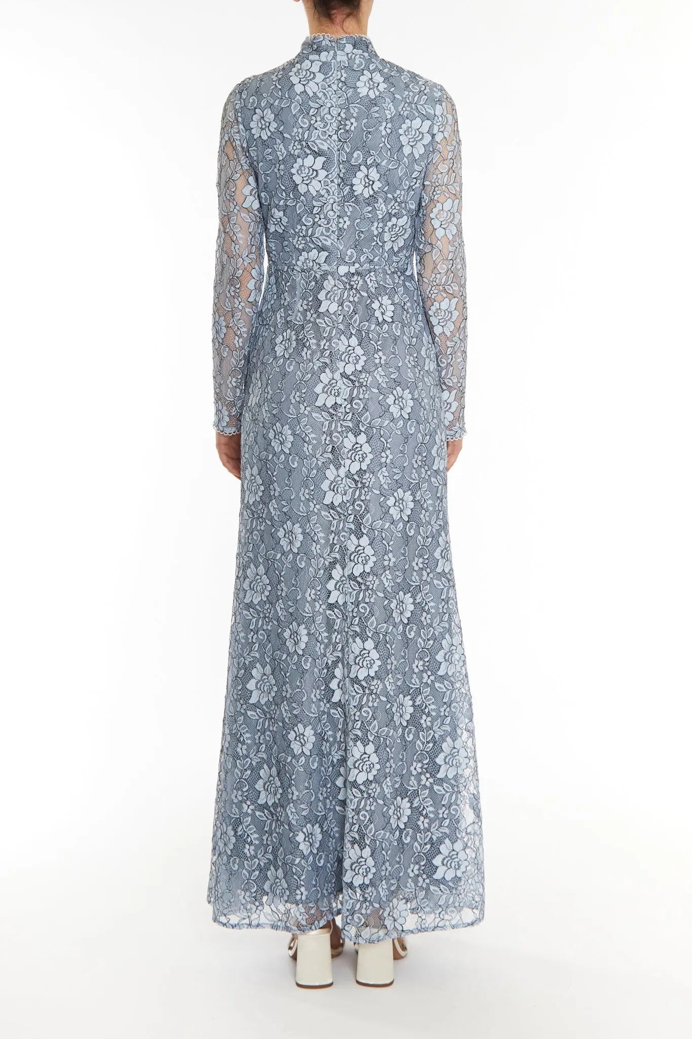 Jane Blue-Black Lace High-Neck Trim Maxi Dress sold by True Decadence product image thumbnail 2