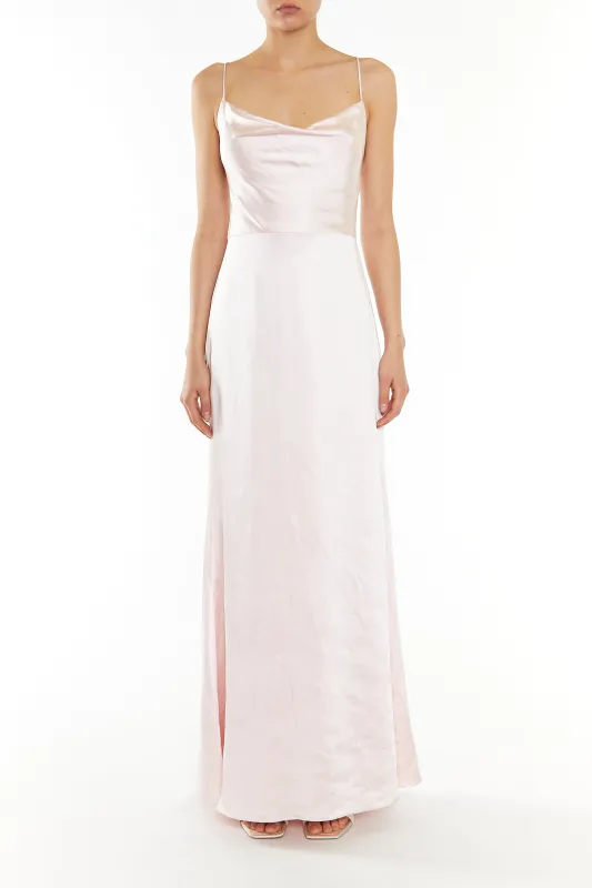 Vivian Ballet Slipper Pink Cowl-Neck Bias Cut Maxi-Dress made by True Decadence