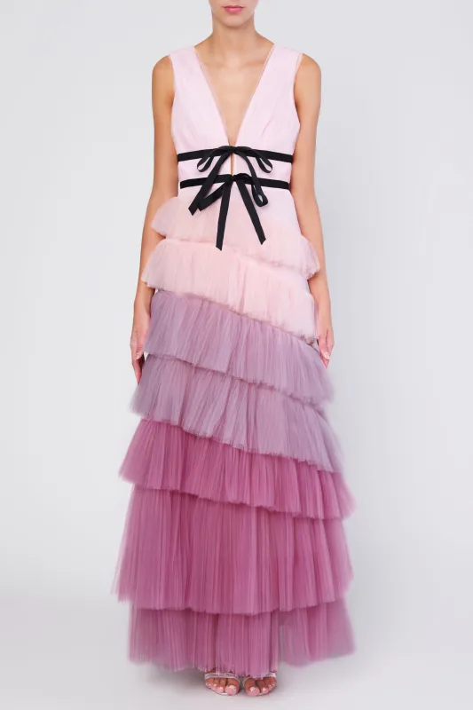 Layla Lilac Ombre Pleated Tired Maxi-Dress made by True Decadence