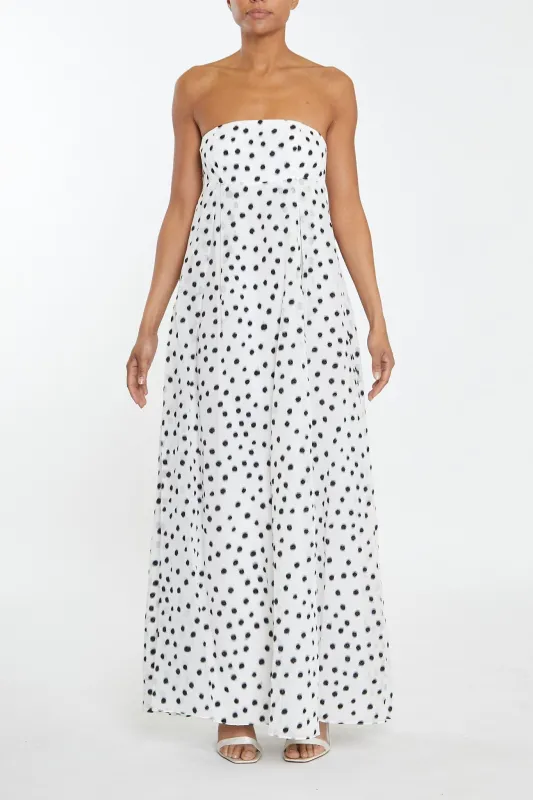 Aurelia White-Black Organza Spot Maxi-Dress made by True Decadence