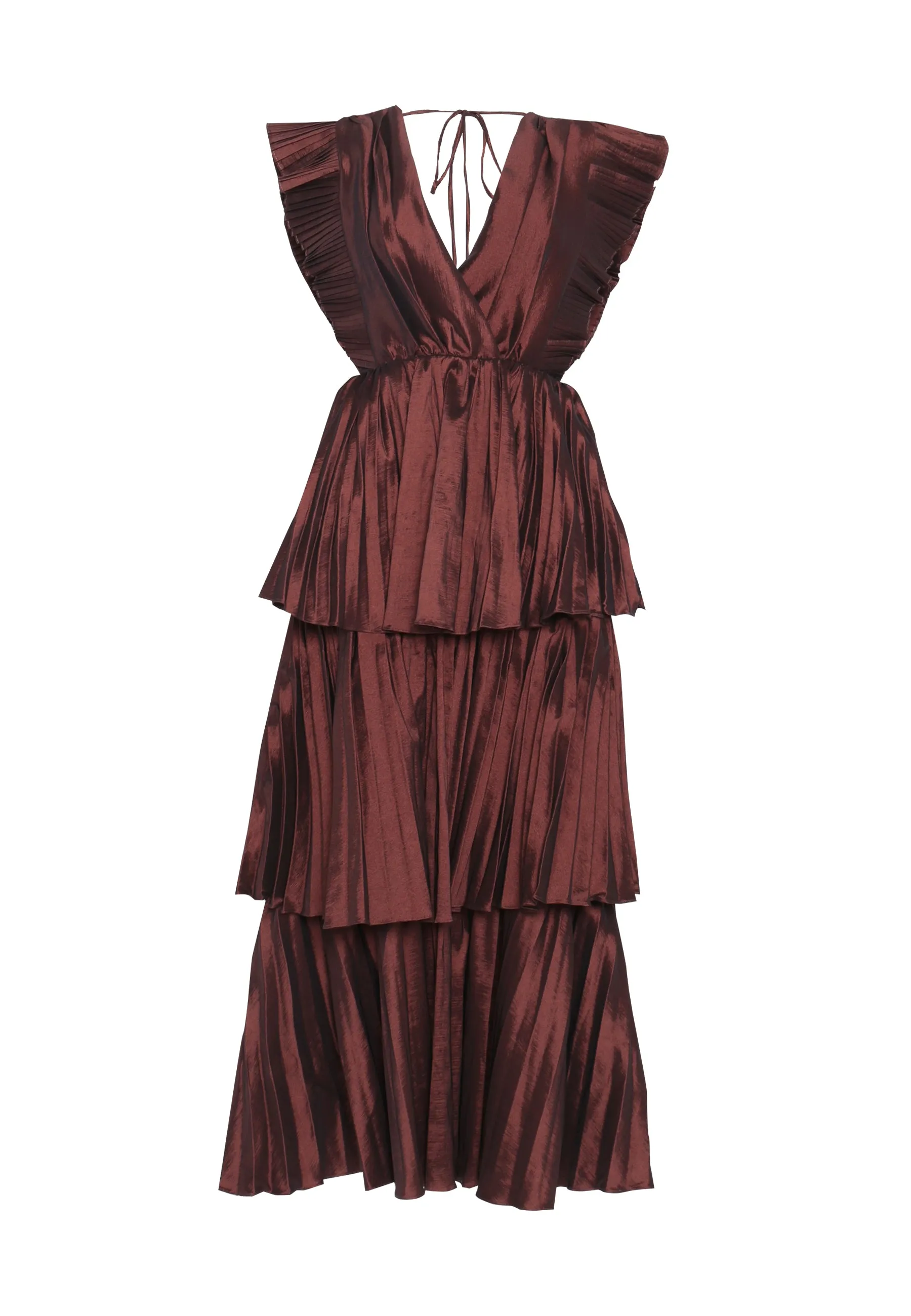 Chocolate Taffeta Pleated Tiered Midaxi Dress sold by True Decadence product image thumbnail 4