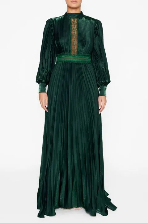 Athena Green Metallic Long Sleeve Maxi-Dress sold by True Decadence