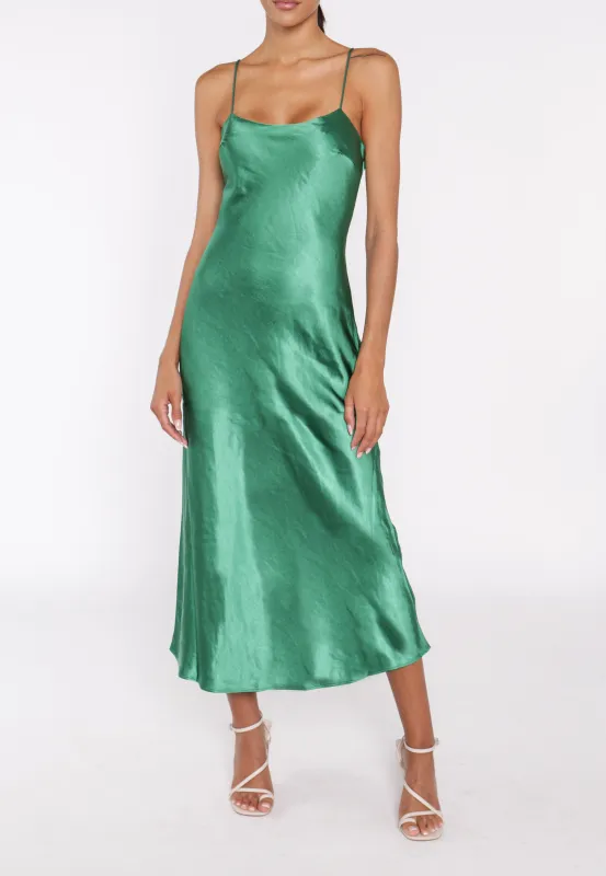 Delphine Emerald Green Midi Slip Dress sold by True Decadence