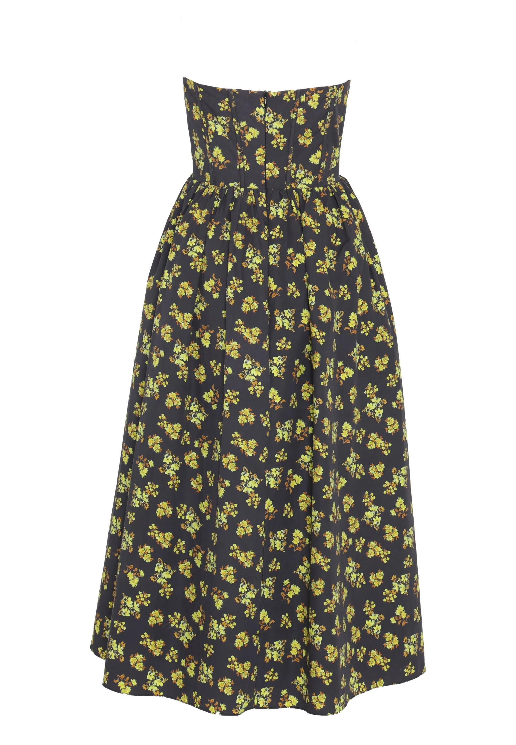 Henrietta Navy-Yellow-Ditsy-Floral Strapless Corset Midi-Dress sold by True Decadence product image thumbnail 5