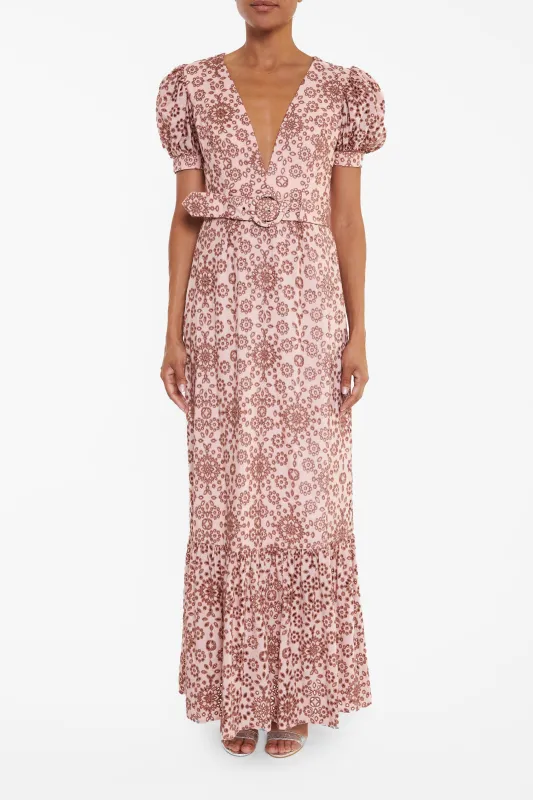 Mariana Nude Tan Broderie Anglaise Maxi-Dress sold by True Decadence