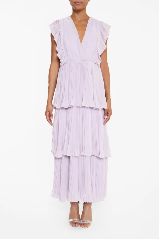Beatrice Lilac Pleated Tiered Midaxi Dress sold by True Decadence