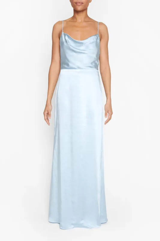 Vivian Icy Blue Cowl-Neck Bias Cut Maxi-Dress made by True Decadence