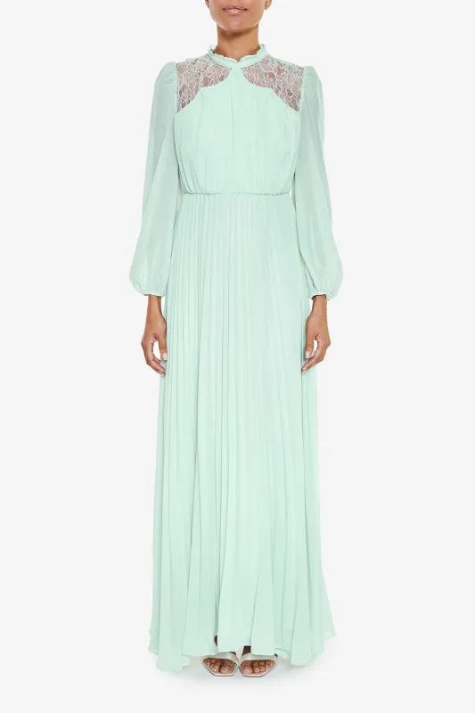 Dusty Blue Long Sleeve Lace Dress made by True Decadence
