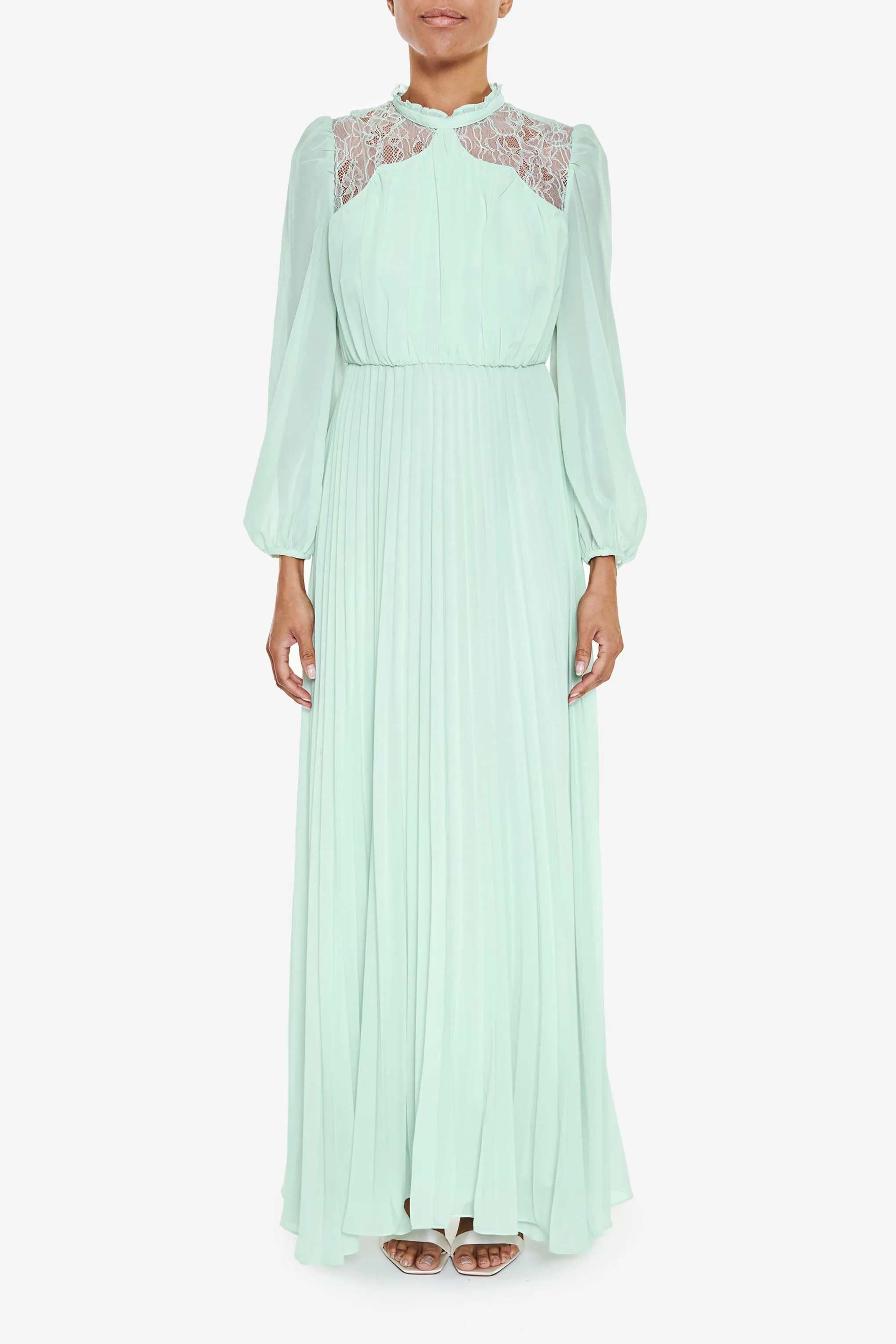 Dusty Blue Long Sleeve Lace Dress sold by True Decadence