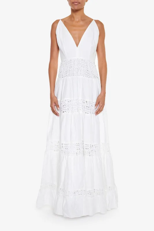 White Crochet Trim Maxi Dress sold by True Decadence