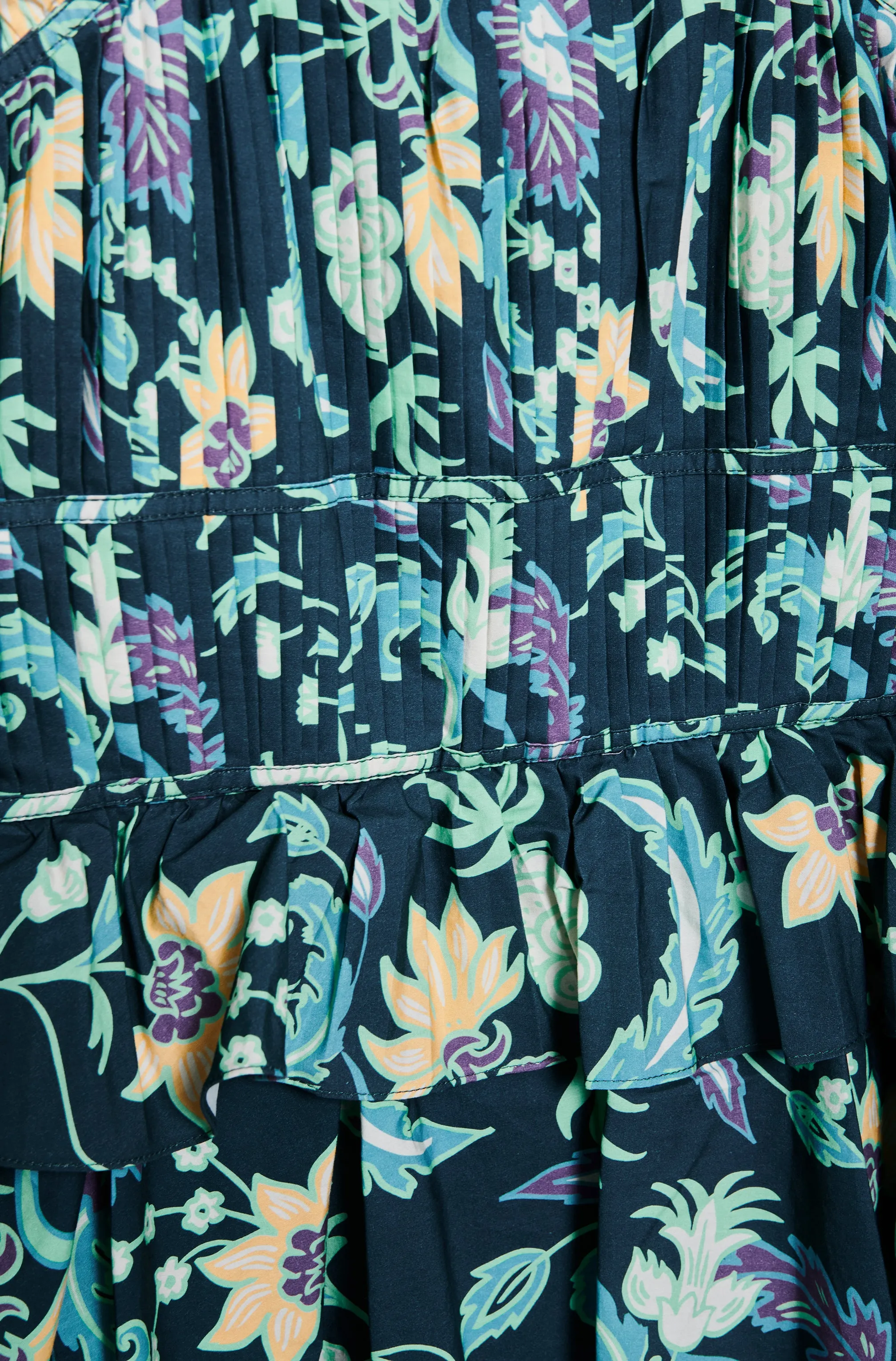 Petrol Blue Folk Floral Midi Dress sold by True Decadence product image thumbnail 4