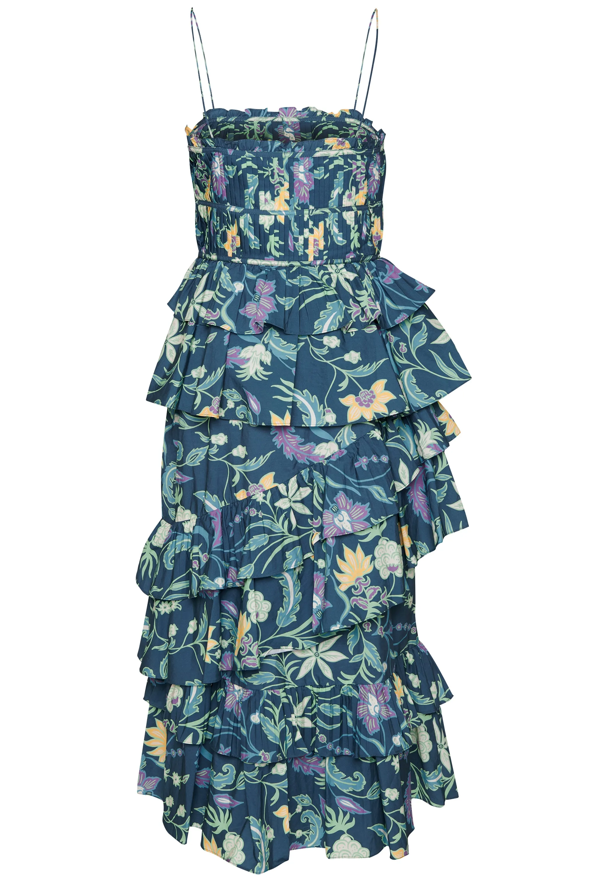 Petrol Blue Folk Floral Midi Dress sold by True Decadence product image thumbnail 2