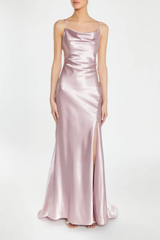 Pippa Dusty Pink Bridesmaid Cowl-Neck Slip Dress sold by True Decadence