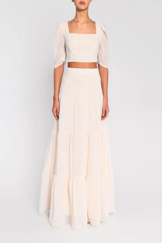 Cream Dobby Spot Cropped Top made by True Decadence