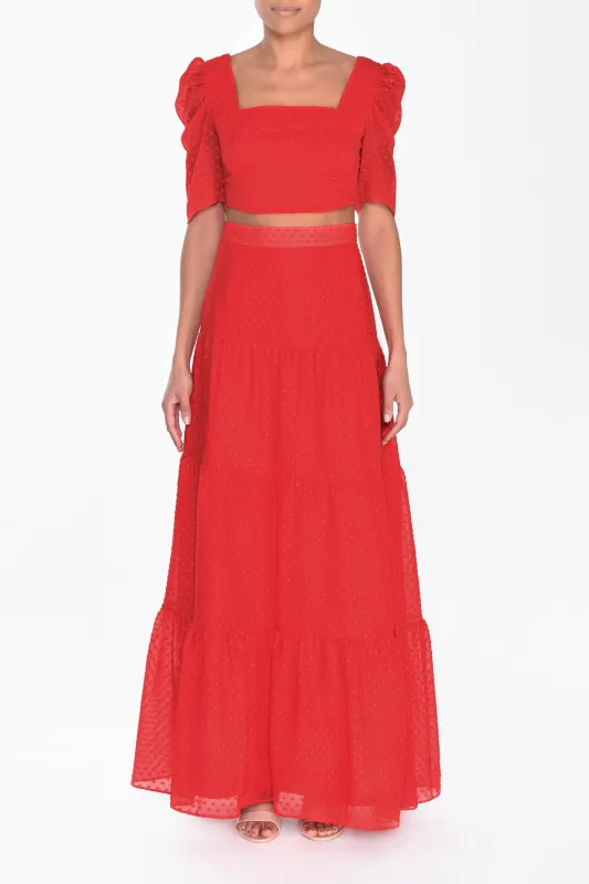 Red Dobby Spot Cropped Top made by True Decadence