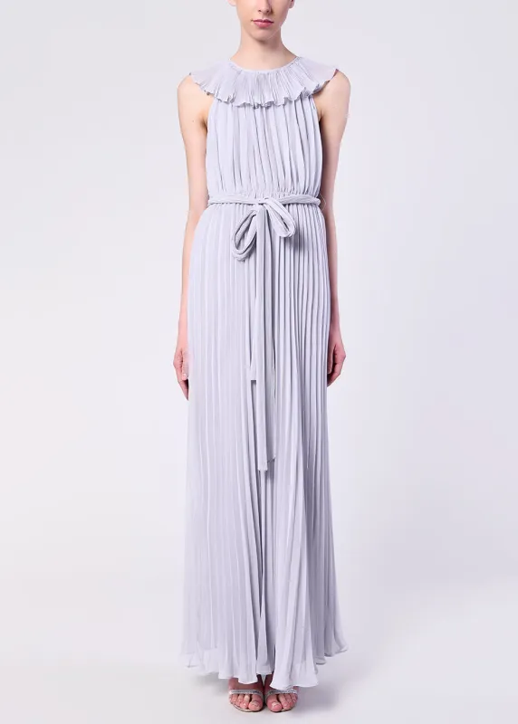 Lilac Grey Pleated Tie Waist Maxi Dress made by True Decadence