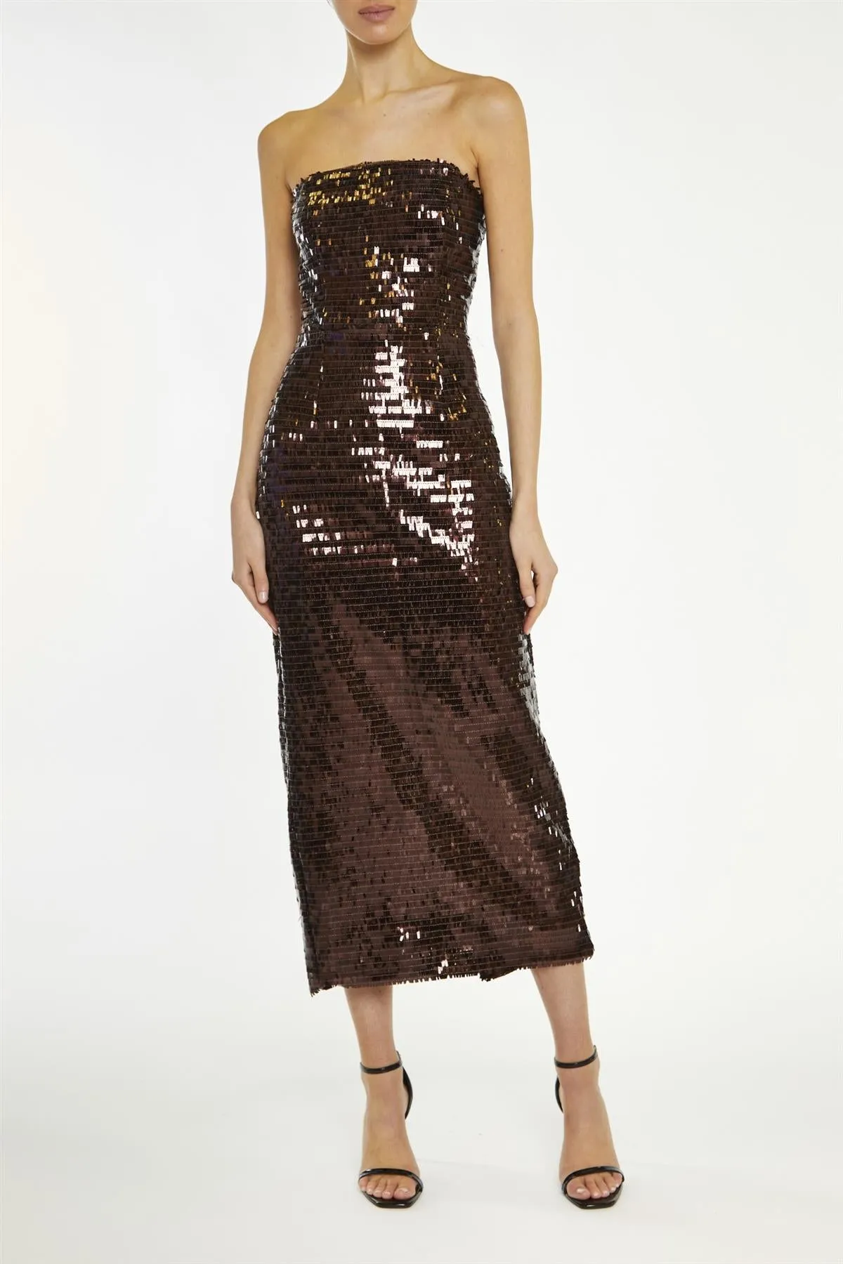 Paris Chocolate-Sequin Bandeau Tailored Midaxi Dress sold by True Decadence product image thumbnail 3