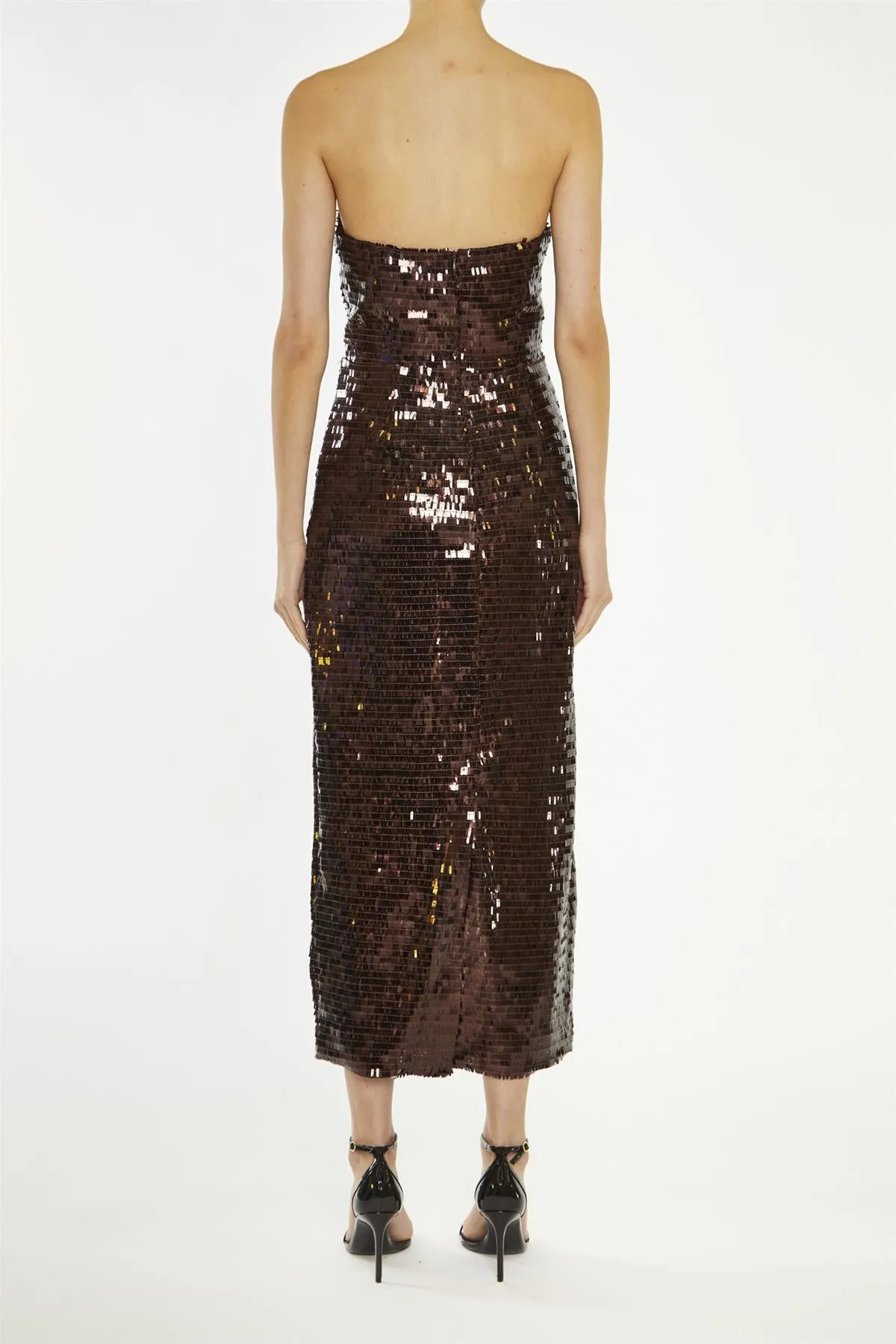 Paris Chocolate-Sequin Bandeau Tailored Midaxi Dress sold by True Decadence product image thumbnail 2