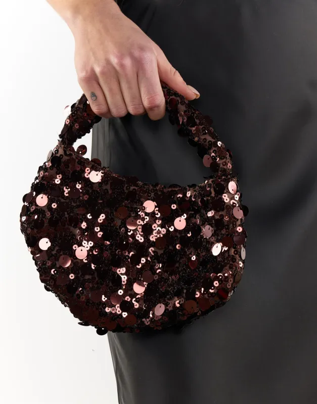 Sequin Shoulder Bag - Bronze made by True Decadence