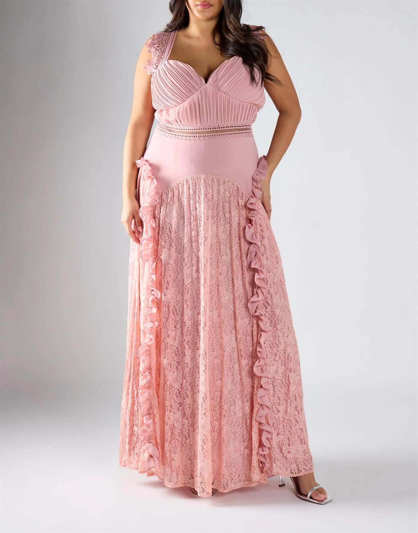 True Decadence Curve Soft Nude A-Line Dress Maxi Dress sold by True Decadence