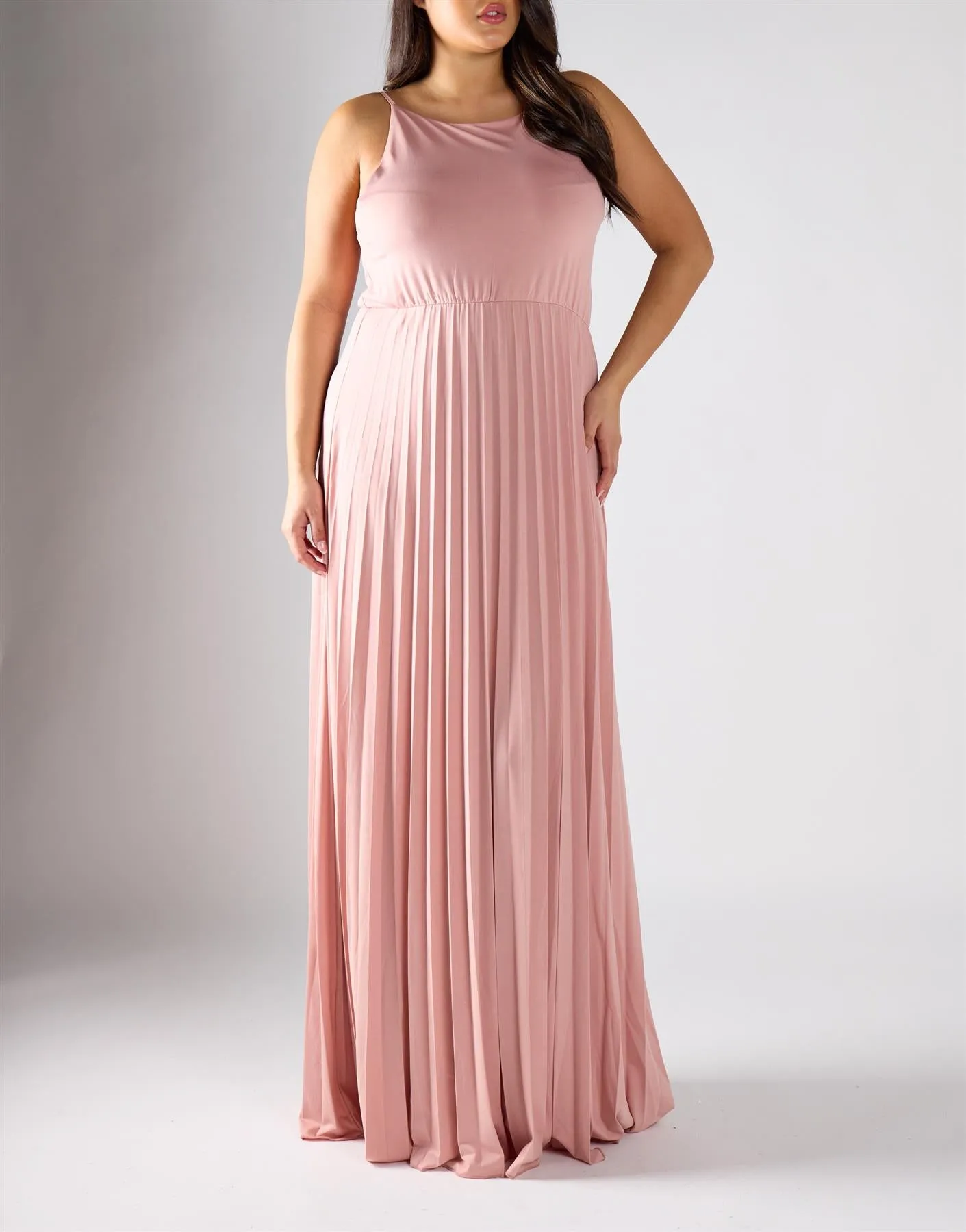 True Decadence Curve Dusty Pink A-Line Maxi Pleated Dress sold by True Decadence product image thumbnail 2
