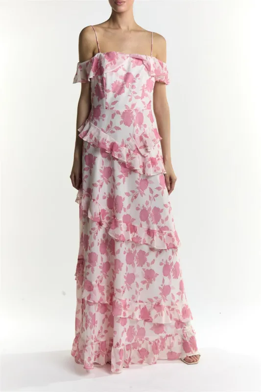 Drew Rose Pink Floral Ruffle Maxi Dress made by True Decadence