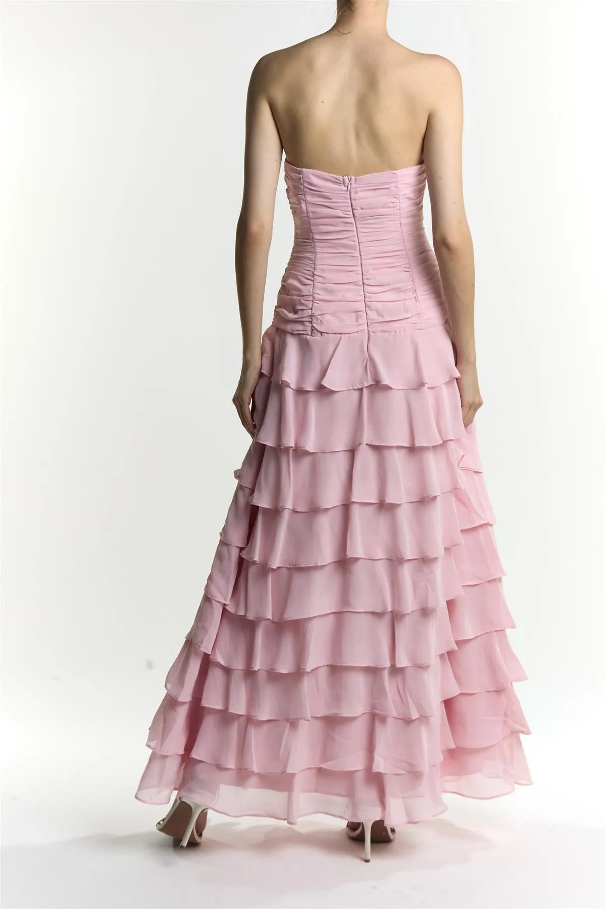 Zora Dusty Pink Bandeau Ruffle Maxi Dress sold by True Decadence product image thumbnail 2