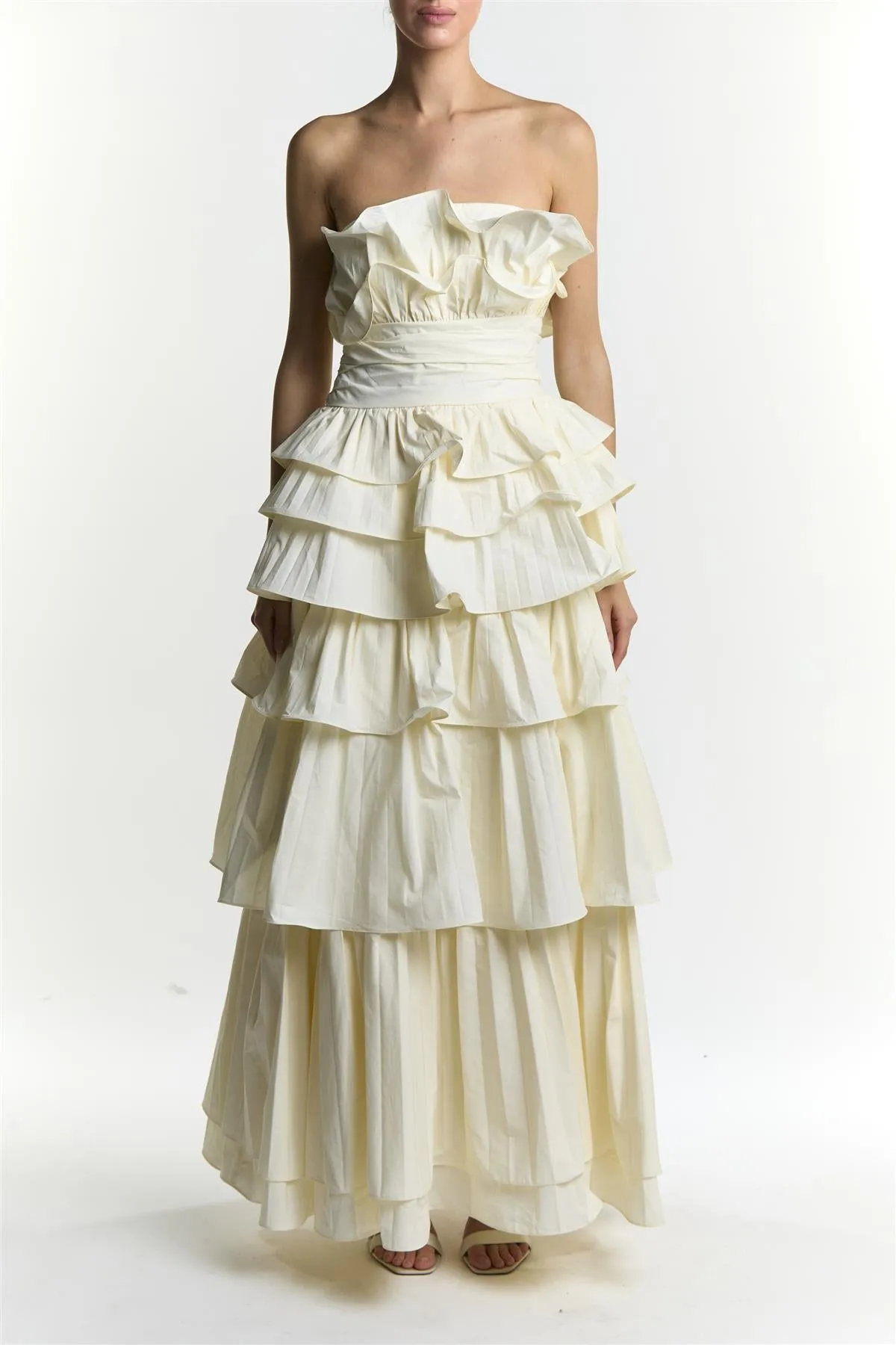 Lia Cream Ruffle Bandeau Maxi Dress sold by True Decadence product image thumbnail 3