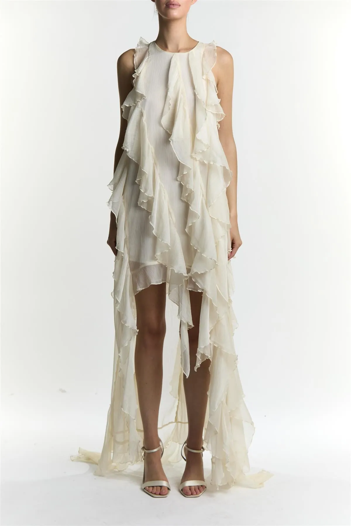 Liv Cream Ruffle High Neck Maxi Dress sold by True Decadence product image thumbnail 3