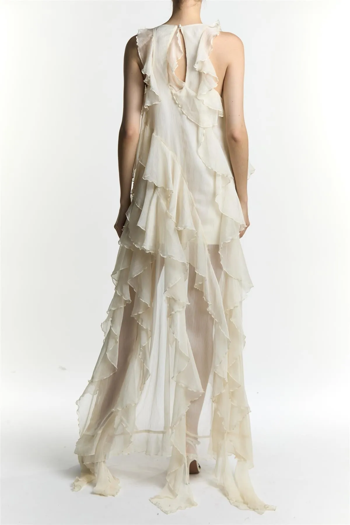 Liv Cream Ruffle High Neck Maxi Dress sold by True Decadence product image thumbnail 2