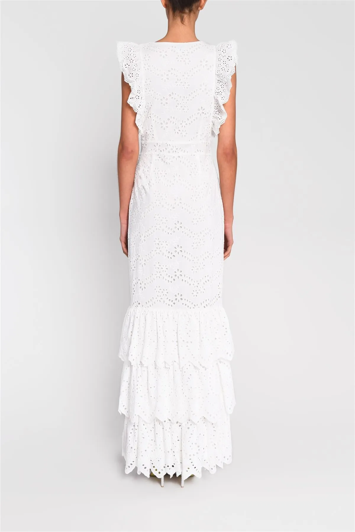 Ariya White Tiered Ruffle Maxi Dress sold by True Decadence product image thumbnail 2