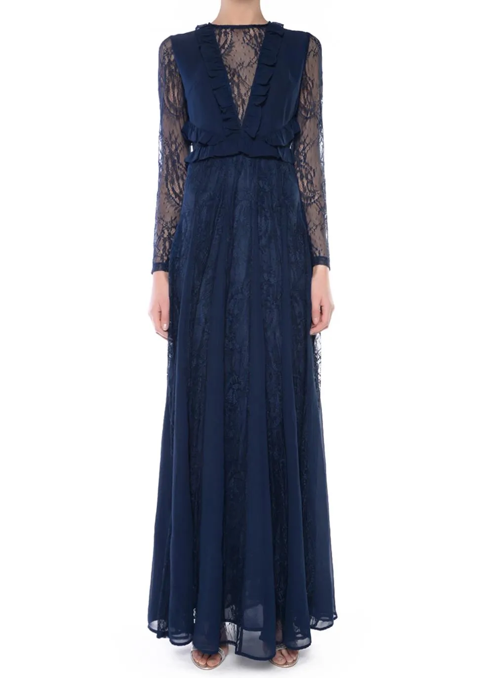 Ariah Navy Long Sleeve Lace Maxi Dress sold by True Decadence