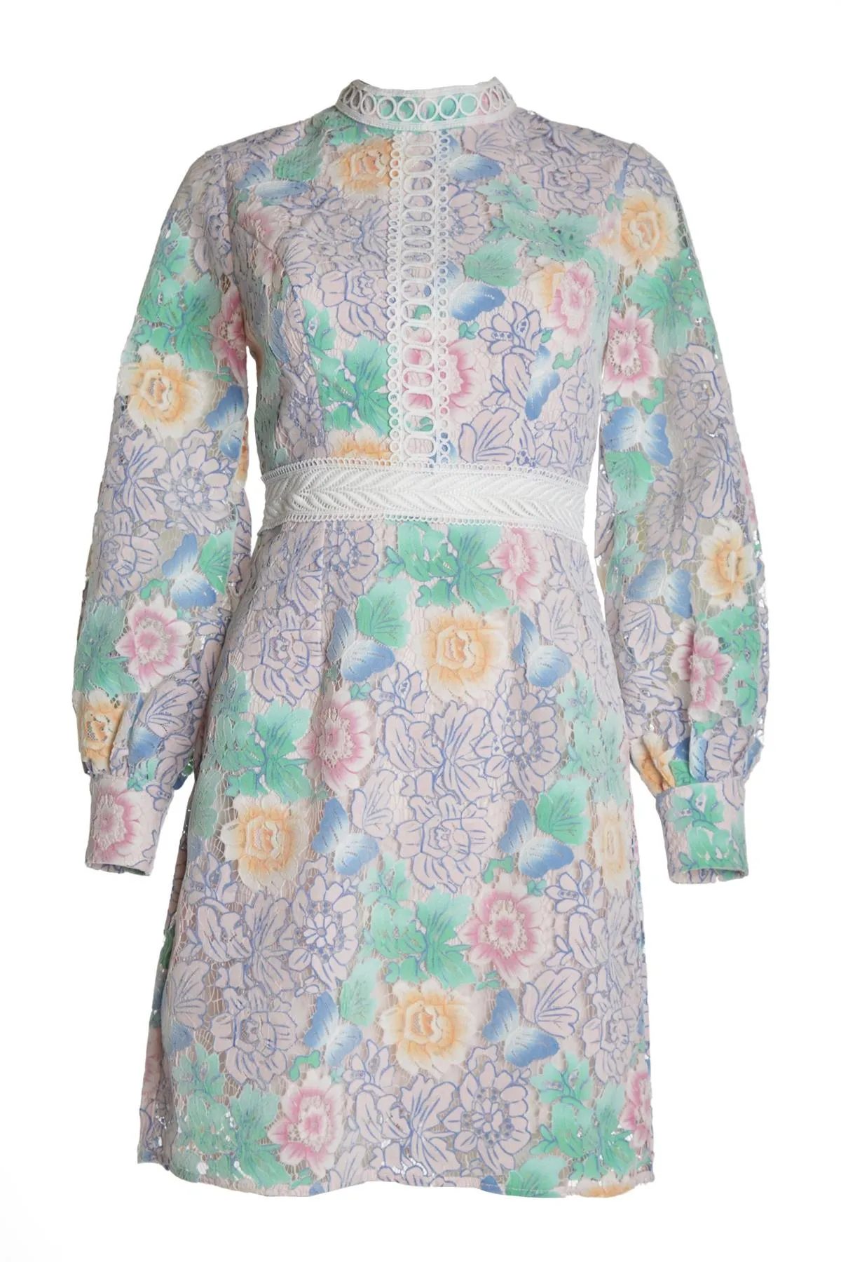 Pastel Floral Lace High Neck Mini-Dress sold by True Decadence product image thumbnail 2
