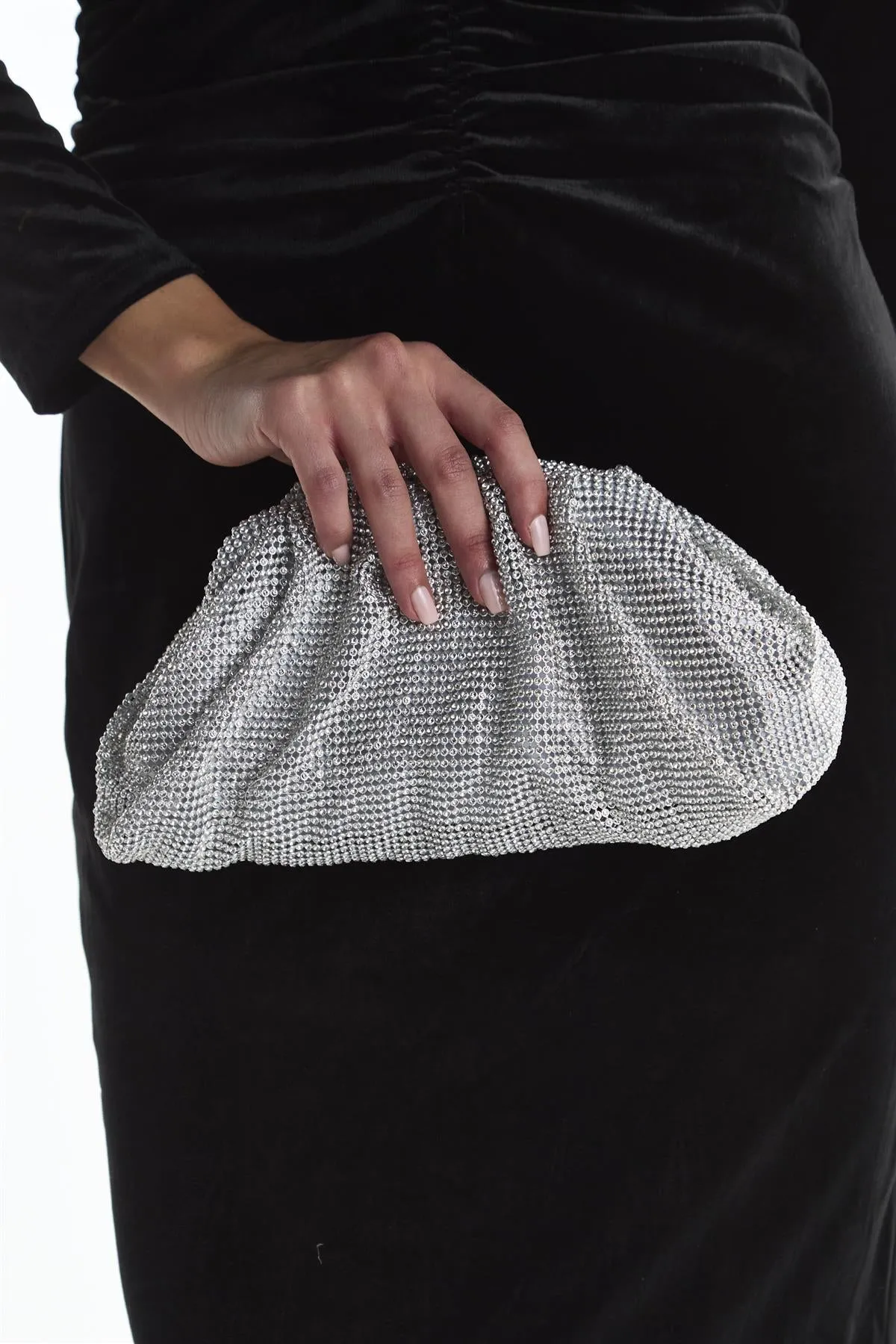 Silver Rhinestone Pillow Clutch Bag sold by True Decadence