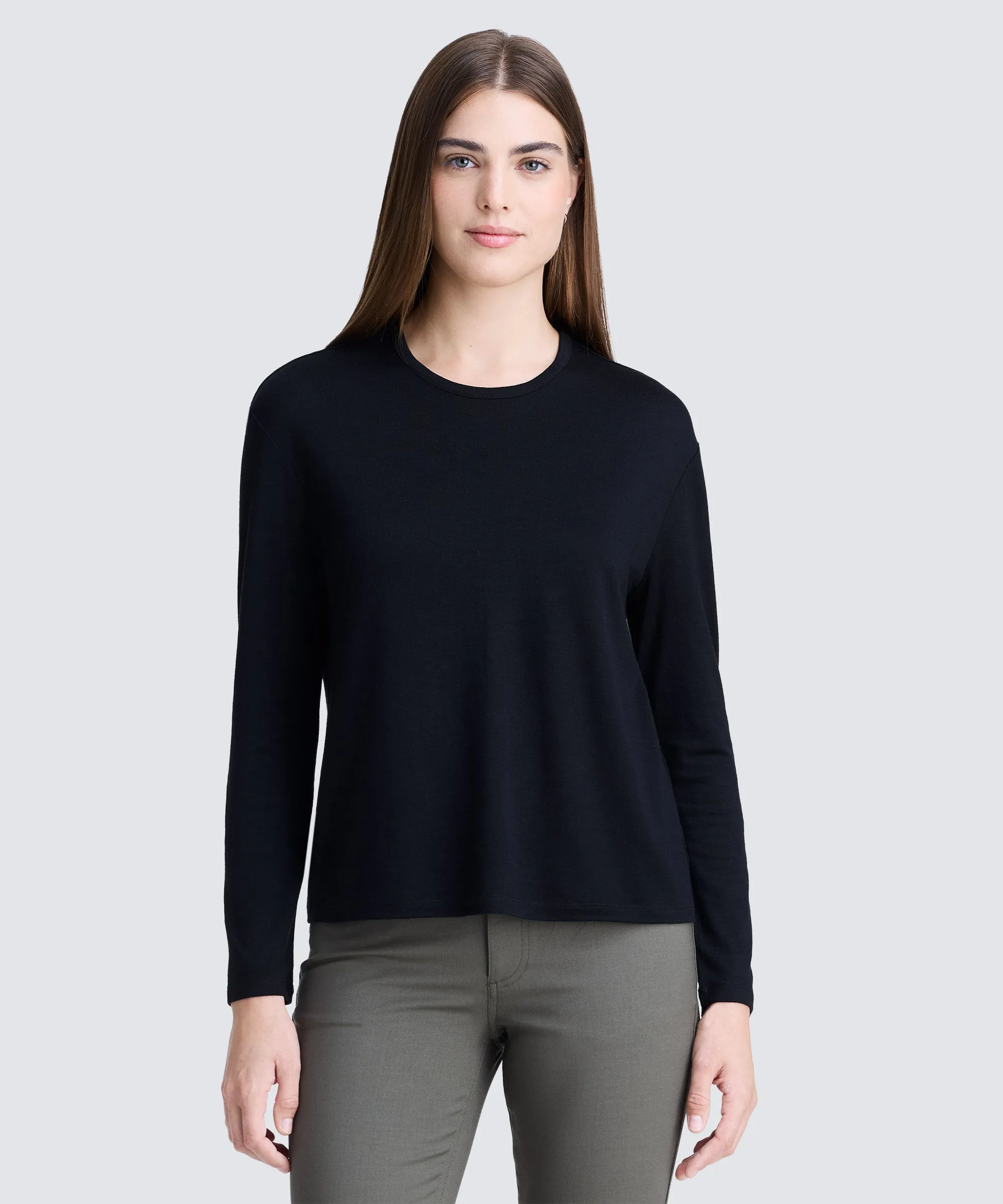 Women's Relaxed Long Sleeve Merino Crew sold by Unbound Merino