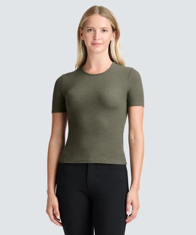 Women's Rib Fitted Crew Neck T-Shirt sold by Unbound Merino