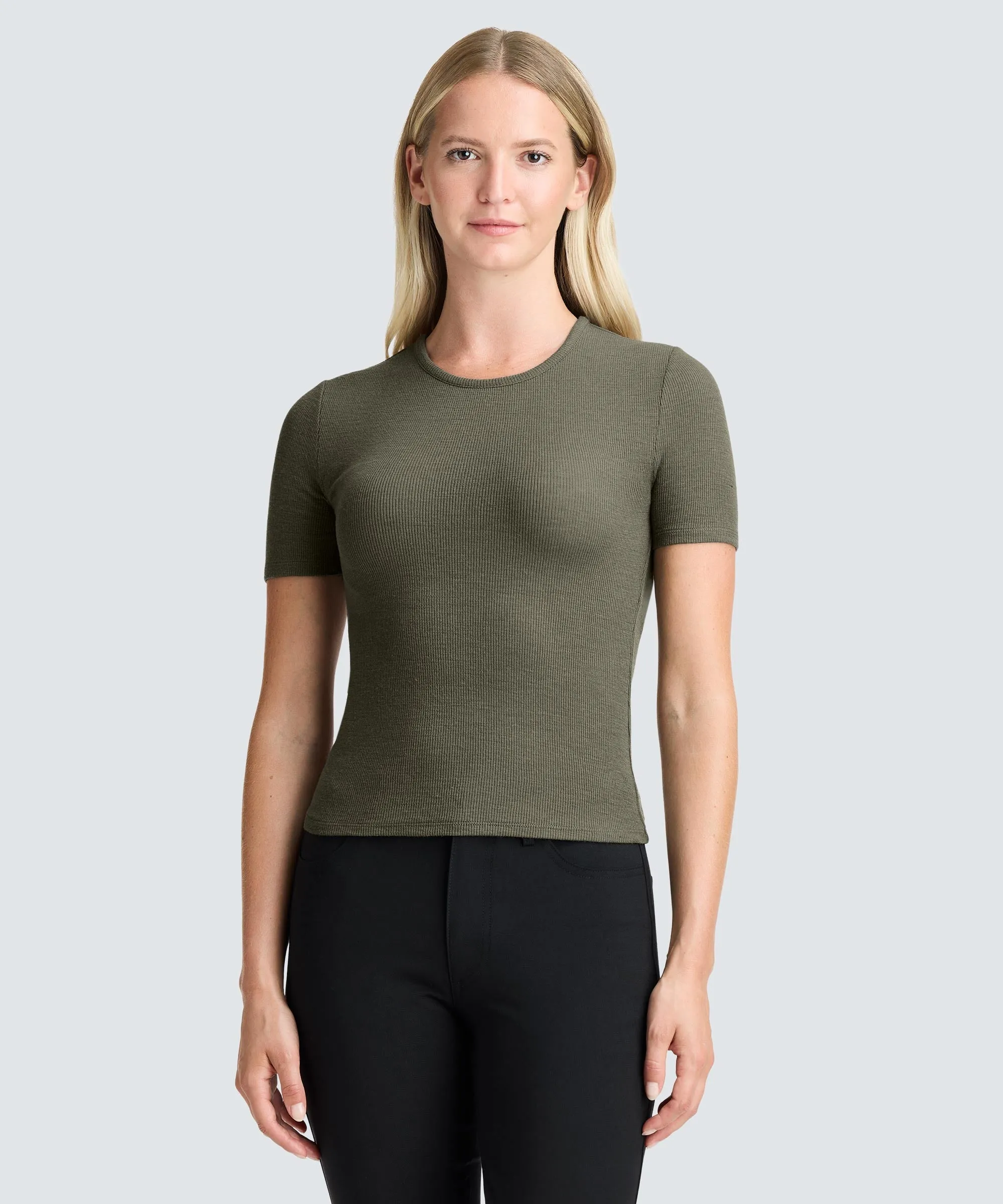 Women's Rib Fitted Crew Neck T-Shirt sold by Unbound Merino