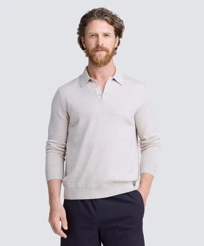 Men's Merino Knit Long Sleeve Polo sold by Unbound Merino