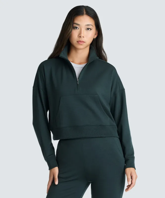 Women's Merino Cropped Quarter Zip made by Unbound Merino