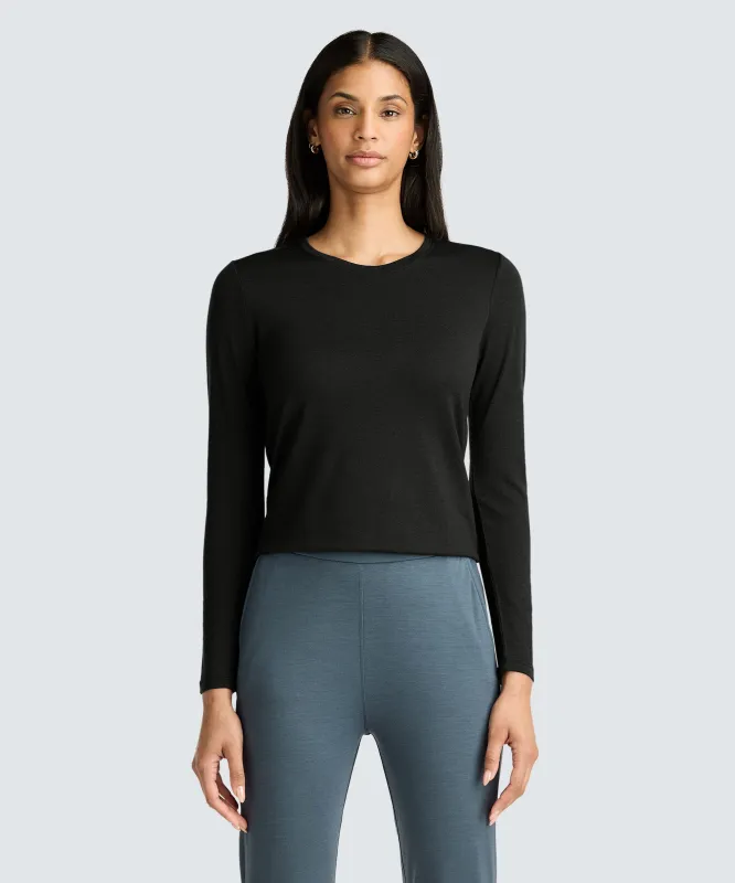 Women's Petite Long Sleeve Merino Crew sold by Unbound Merino