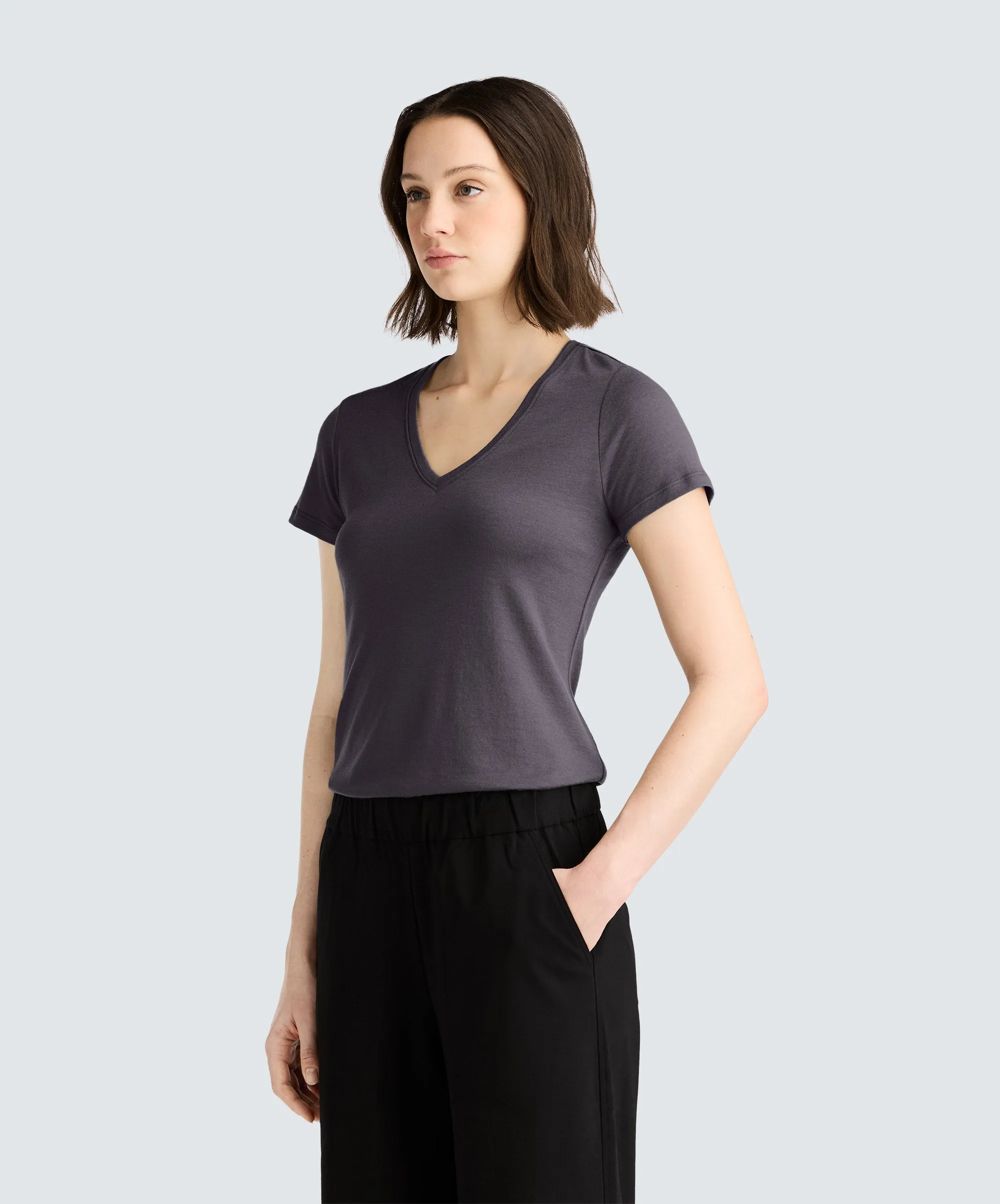 Women's Petite Merino V-Neck T-Shirt sold by Unbound Merino