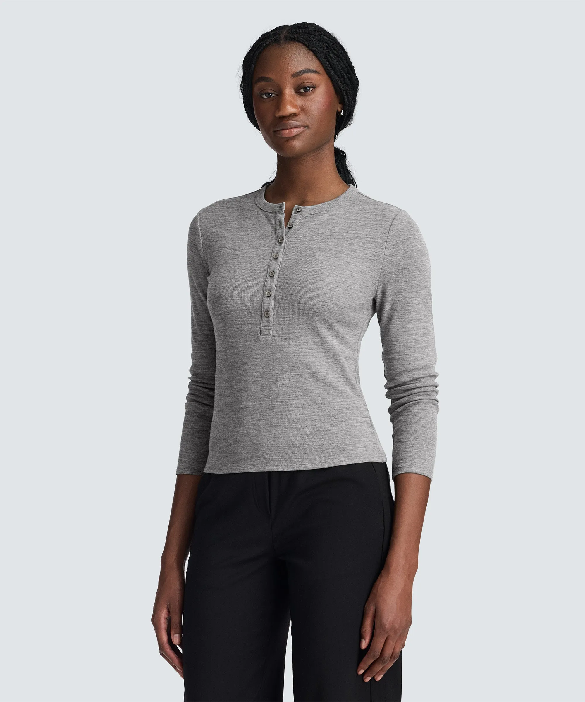 Women's Merino Rib Henley sold by Unbound Merino product image thumbnail 2