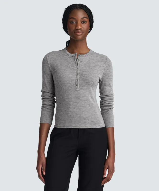 Women's Merino Rib Henley sold by Unbound Merino