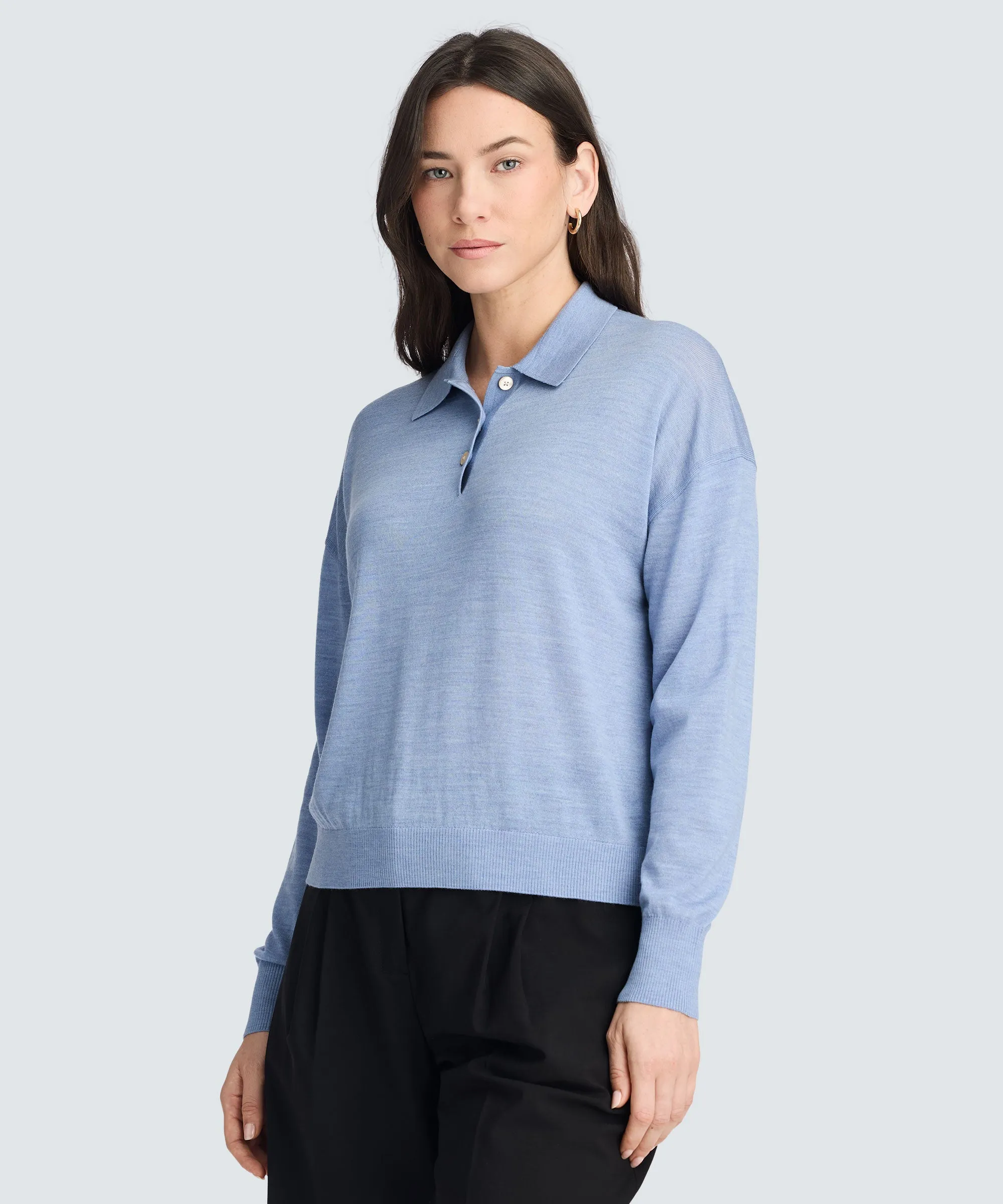 Women’s Long Sleeve Fine Knit Polo sold by Unbound Merino product image thumbnail 5