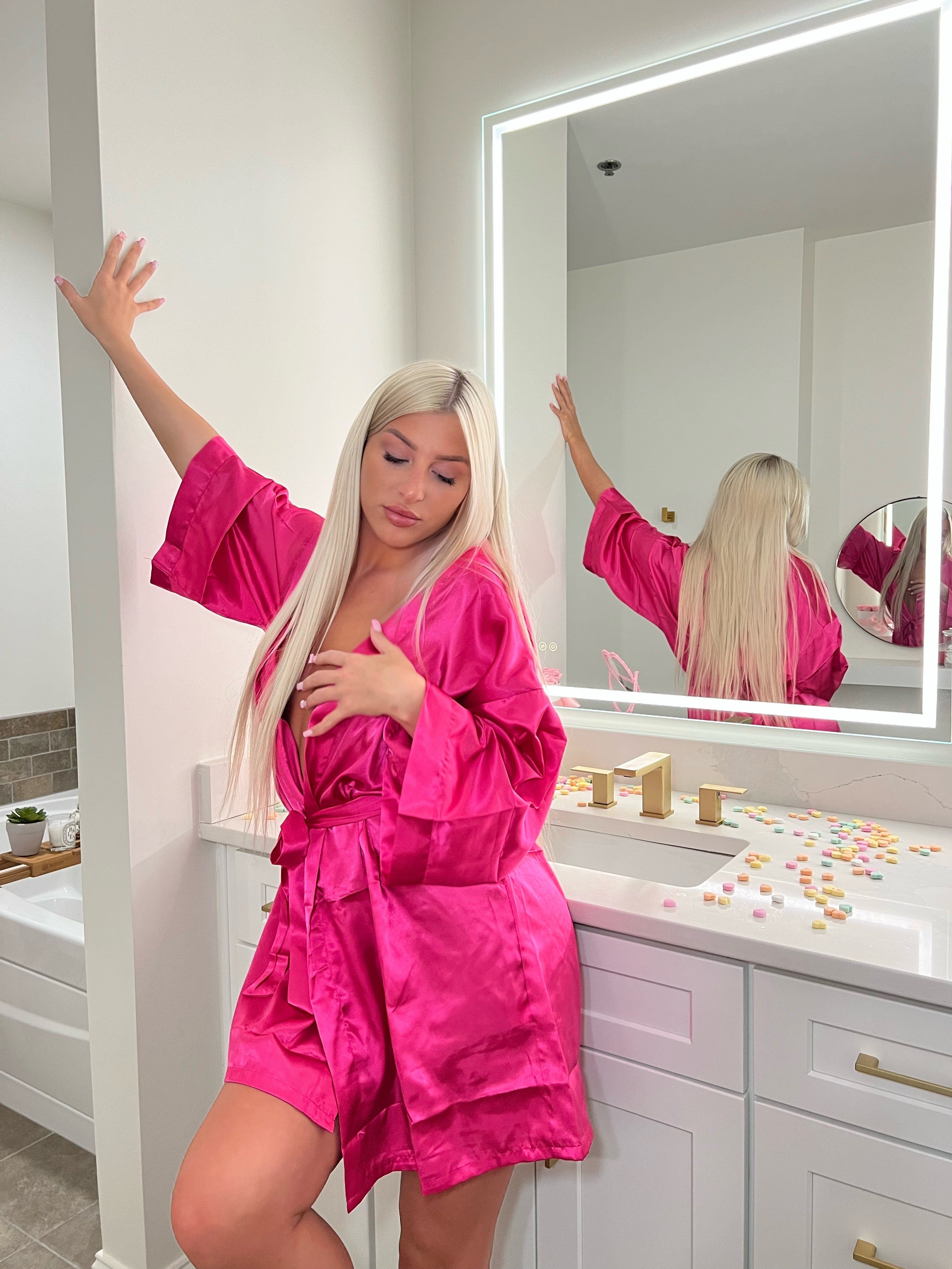 PINK SATIN ROBE sold by Real High Fashion