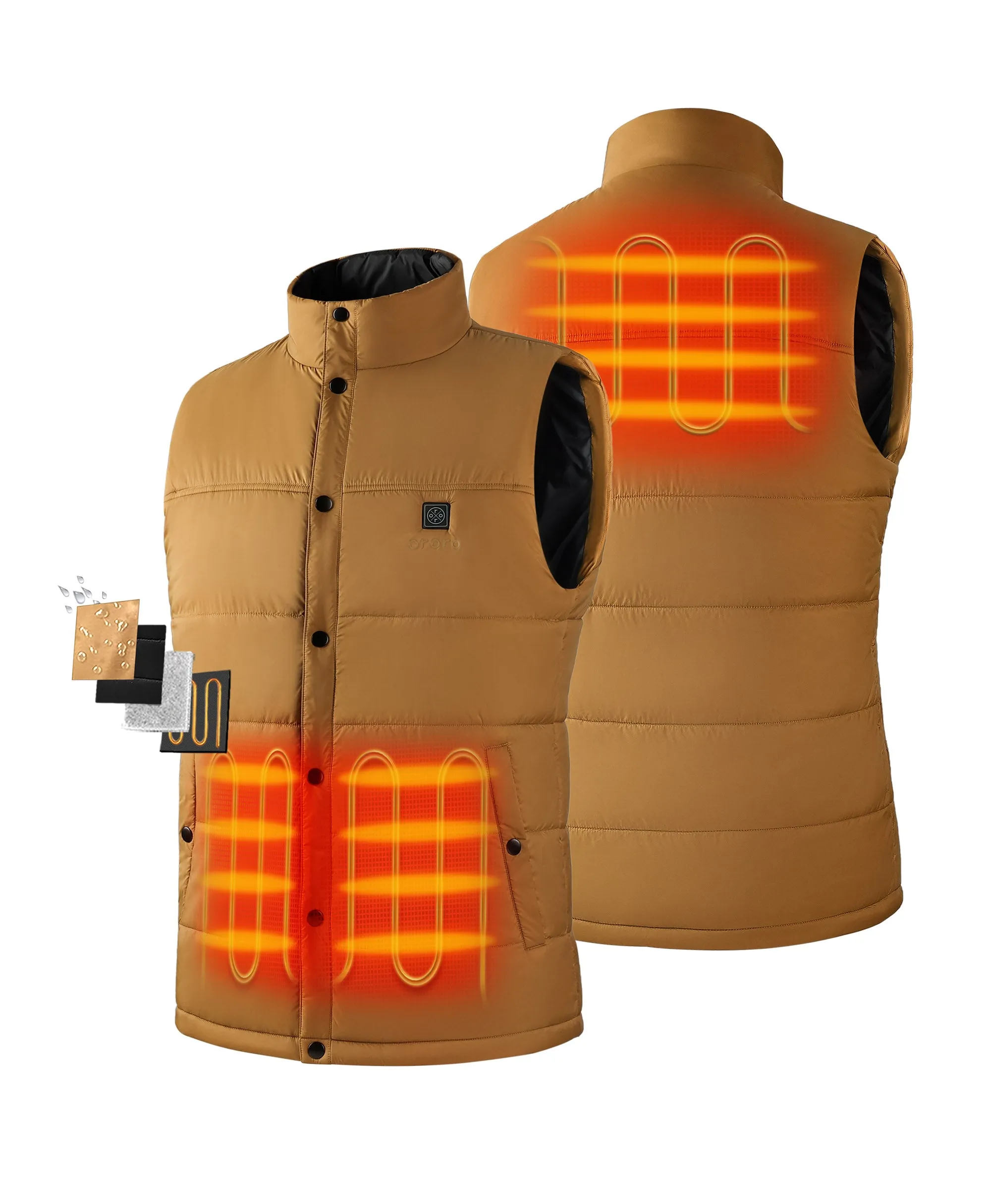 PuffLyte™ Men's Heated Lightweight Vest - Dark Khaki sold by Ororo product image thumbnail 2