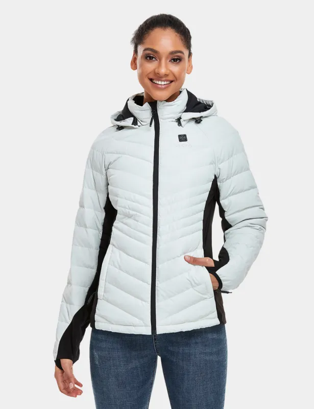 Cloudland Women's Heated Down Jacket - White/Black sold by Ororo