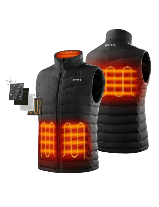 (Open-box) Men's Heated Lightweight Down Vest - Black (Battery Set Not Included) sold by Ororo