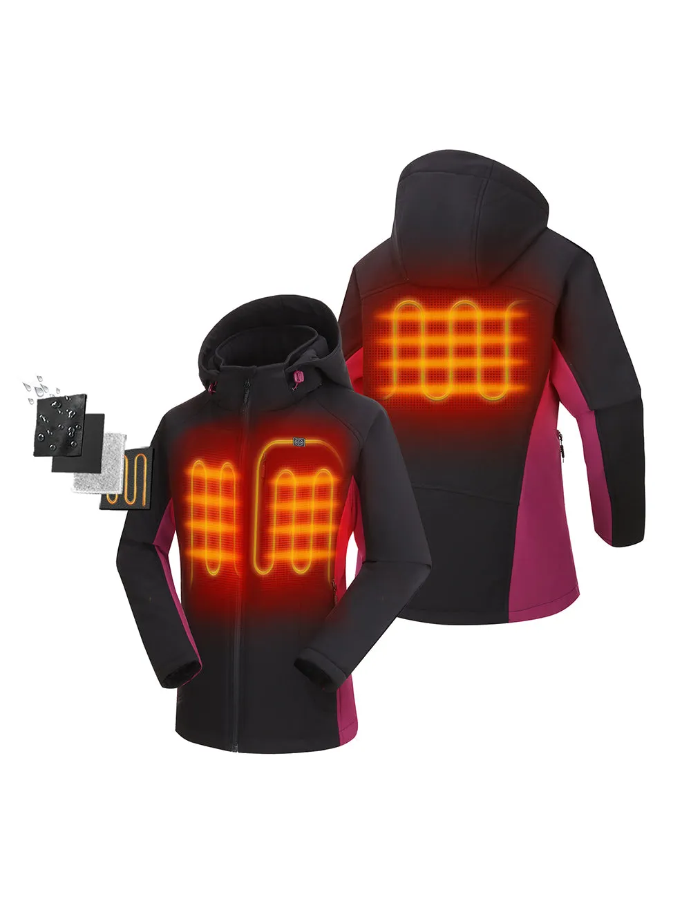 Women's Classic Heated Jacket - Black & Purple sold by Ororo product image thumbnail 2
