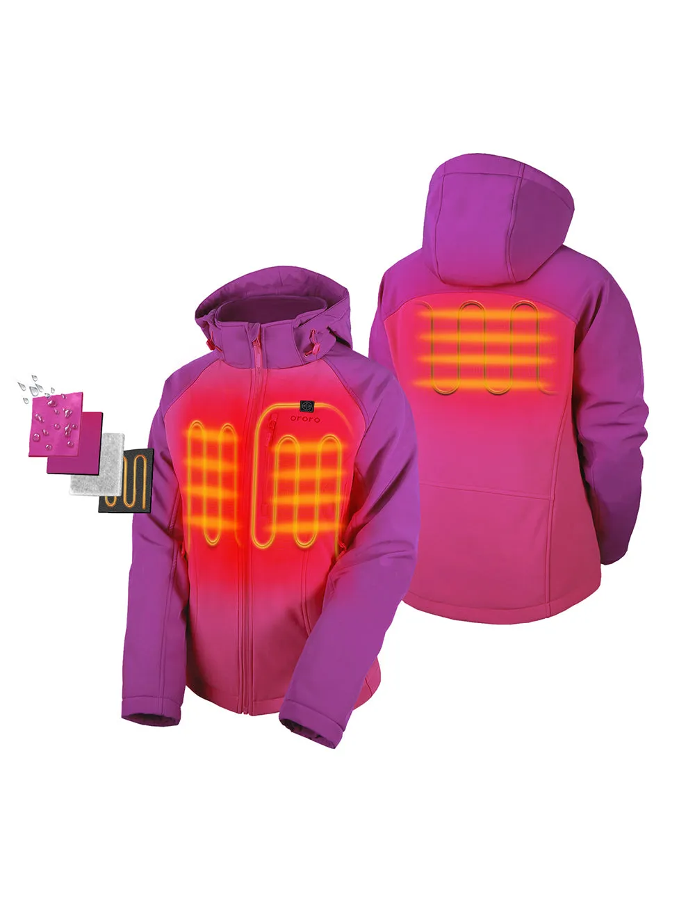 (Open-Box) Women's Heated Jacket - Pink & Purple/Gray (Battery Set Not Included) sold by Ororo product image thumbnail 2